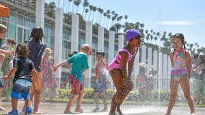 Kids having fun at the splash pad